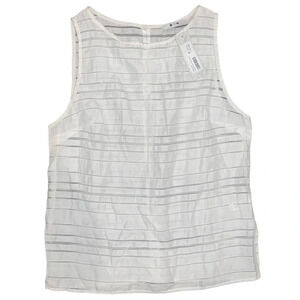 Three Dots Shaunti Sheer Stripe Linen Blouse